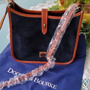 Brand New Dooney & Bourke Messenger Crossbody in Navy Suede
